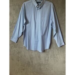 Roundtree & Yorke Shirt XL Mens Blue Striped Officecore Preppy Country Club NWT